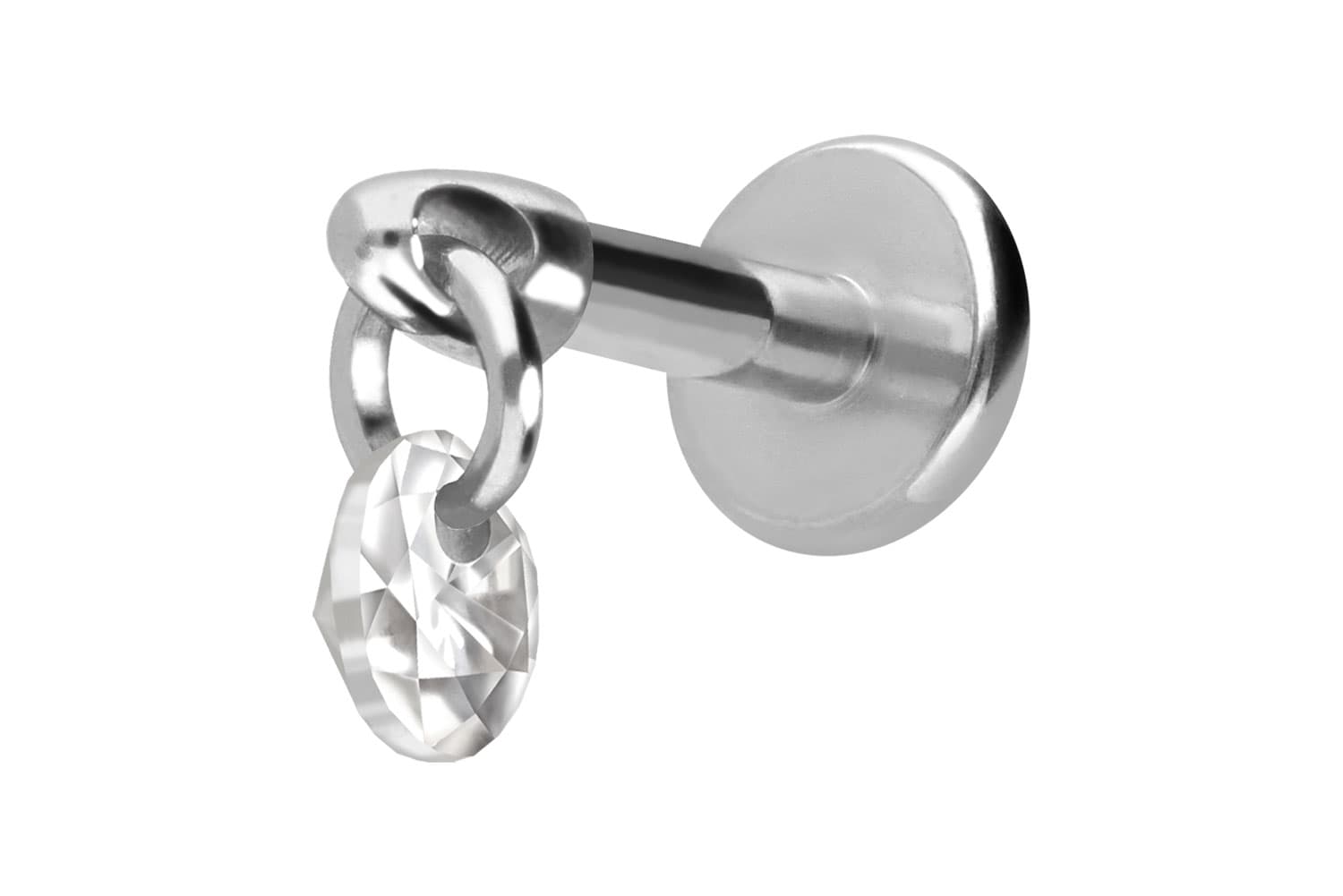 Titan Labret Piercing mit Innengewinde RUNDER KRISTALL